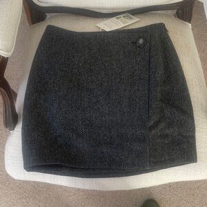 Sezane Charcoal Herringbone Laure Mini Skirt Fr 34/US 2